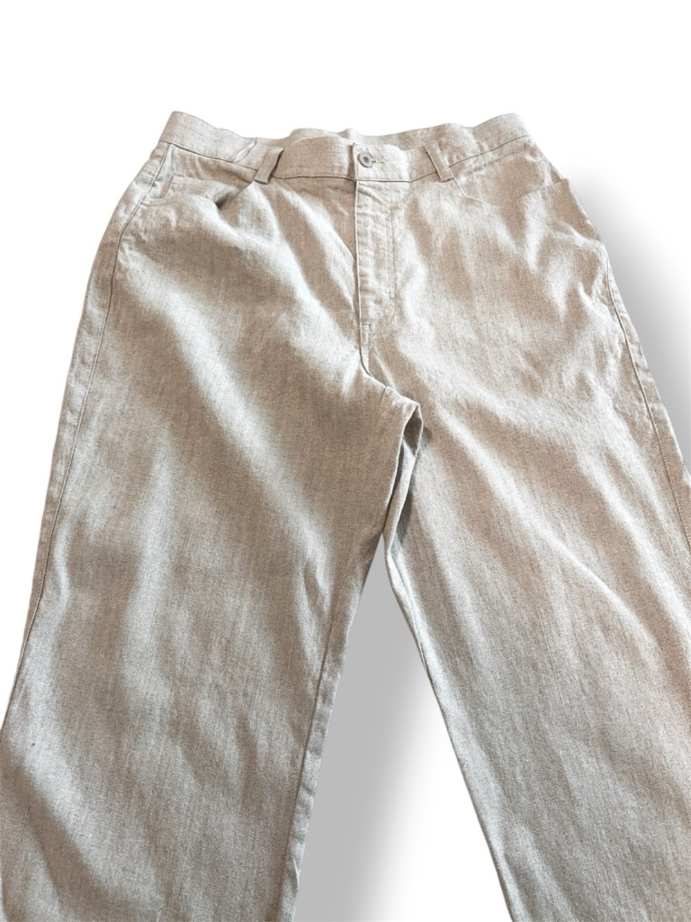 Liz Claiborne Women's Wide-Leg Linen/Cotton Blend Pants in Light Beige Size 14. - Picture 3 of 7